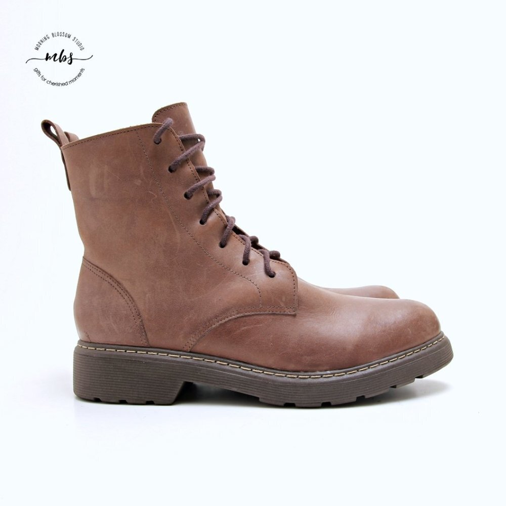 NWOT De Wulf‎ Eva Women's Chocolate Brown Combat Boots